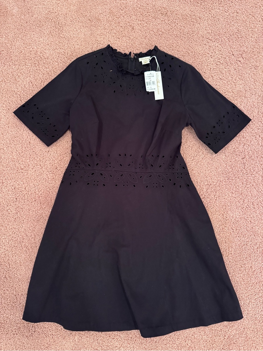 Shoshanna Black Eyelet-Trim A-Line Dress